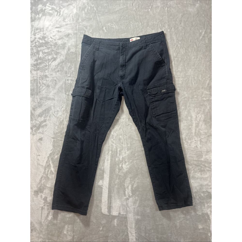 Wrangler Pants Mens 38x30 Cargo Relaxed Fit Black Normcore Utility USA